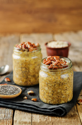High Fiber Pumpkin Spice Overnight Oats with Chia for First Trimester (Great for Digestion!)