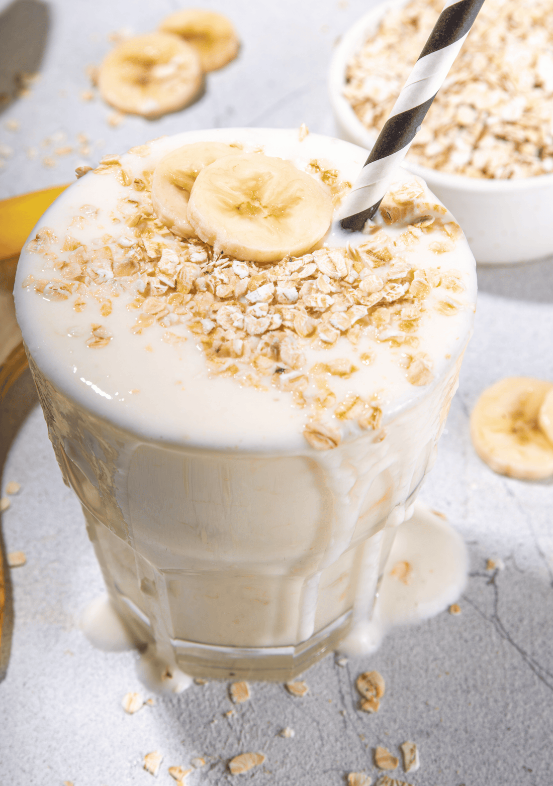 Dairy-Free Peanut Butter Banana Oat Smoothie for First Trimester Morning Sickness
