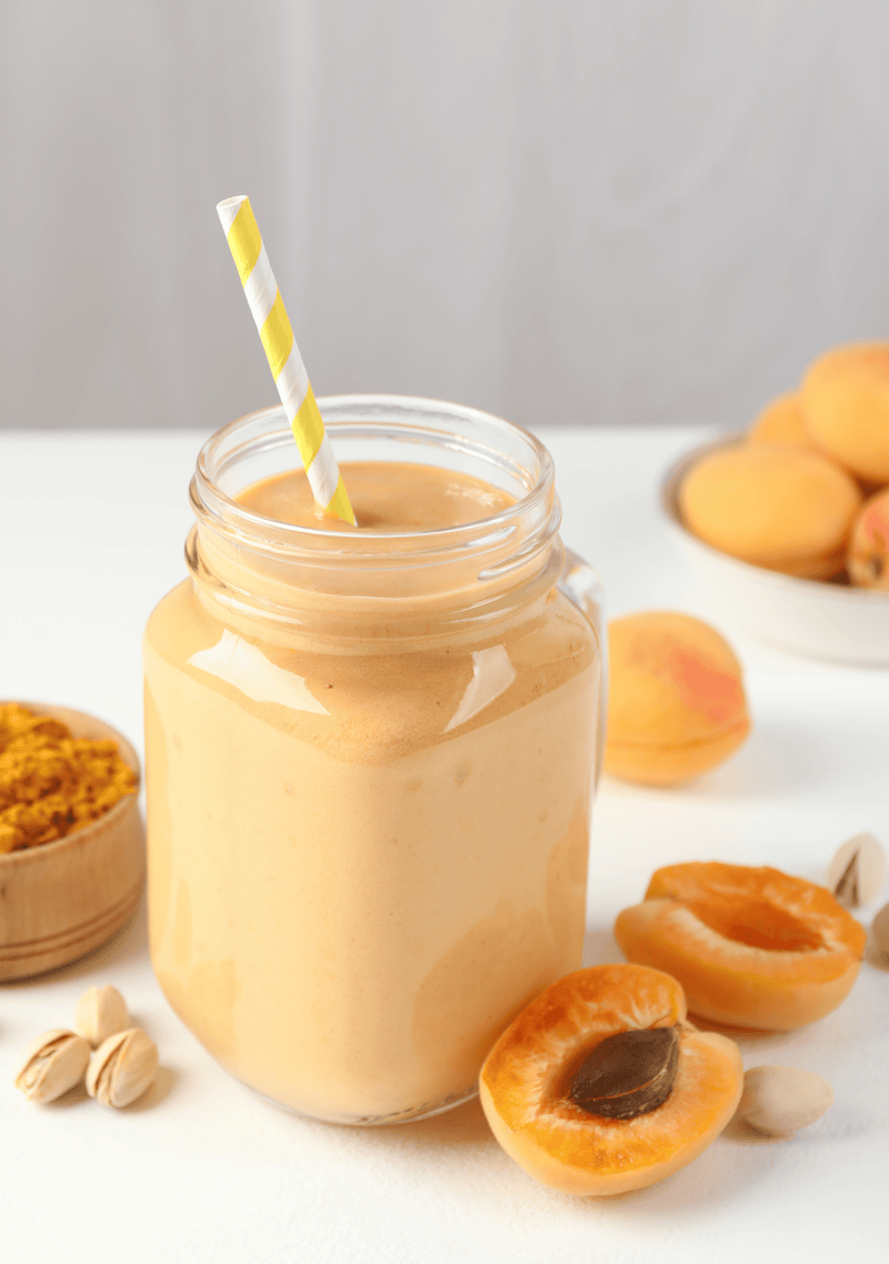 Dairy-Free Apricot Turmeric Lime Smoothie for First Trimester Bloating