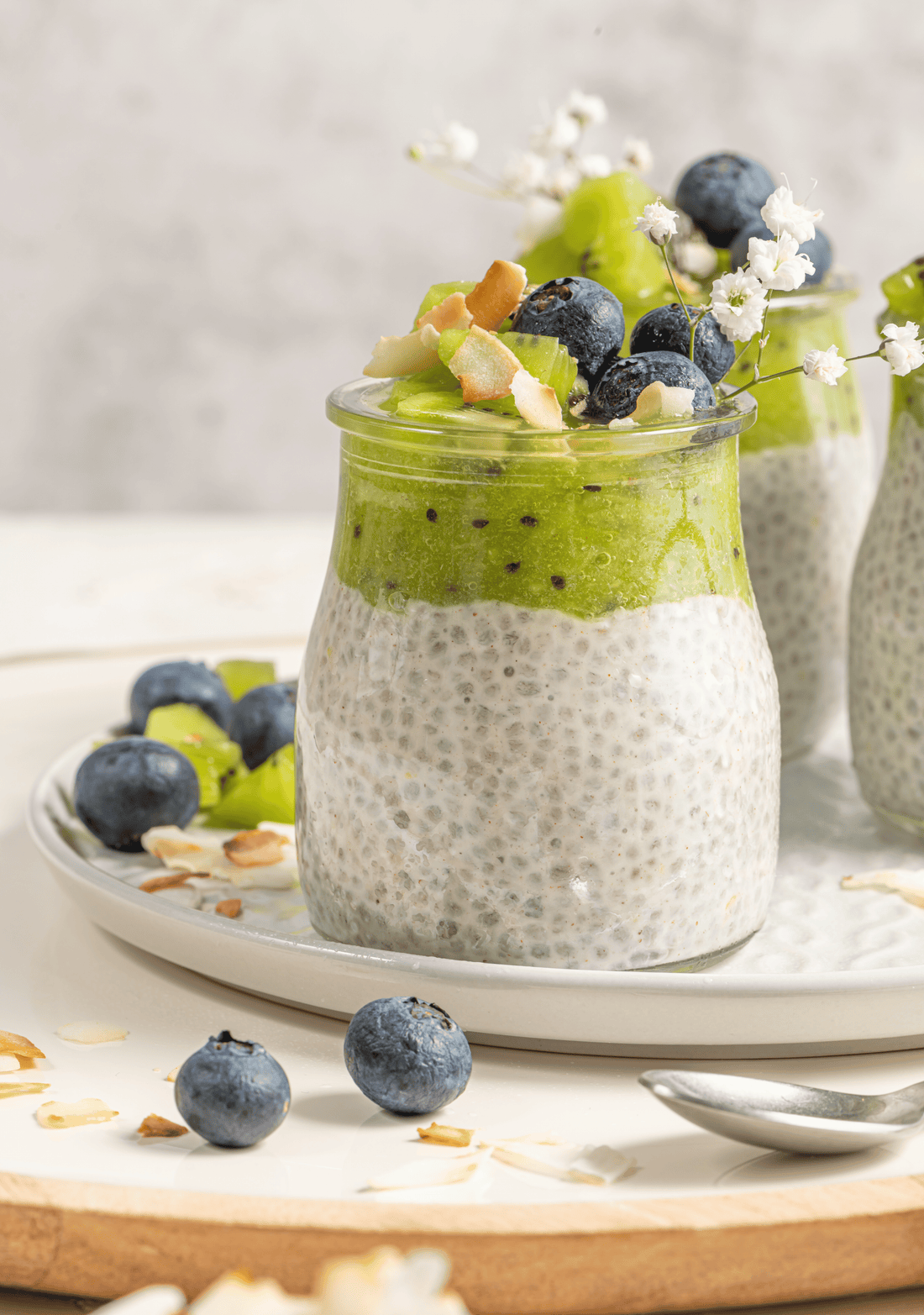 Dairy-Free Kiwi Blueberry Chia Pudding for First Trimester Constipation