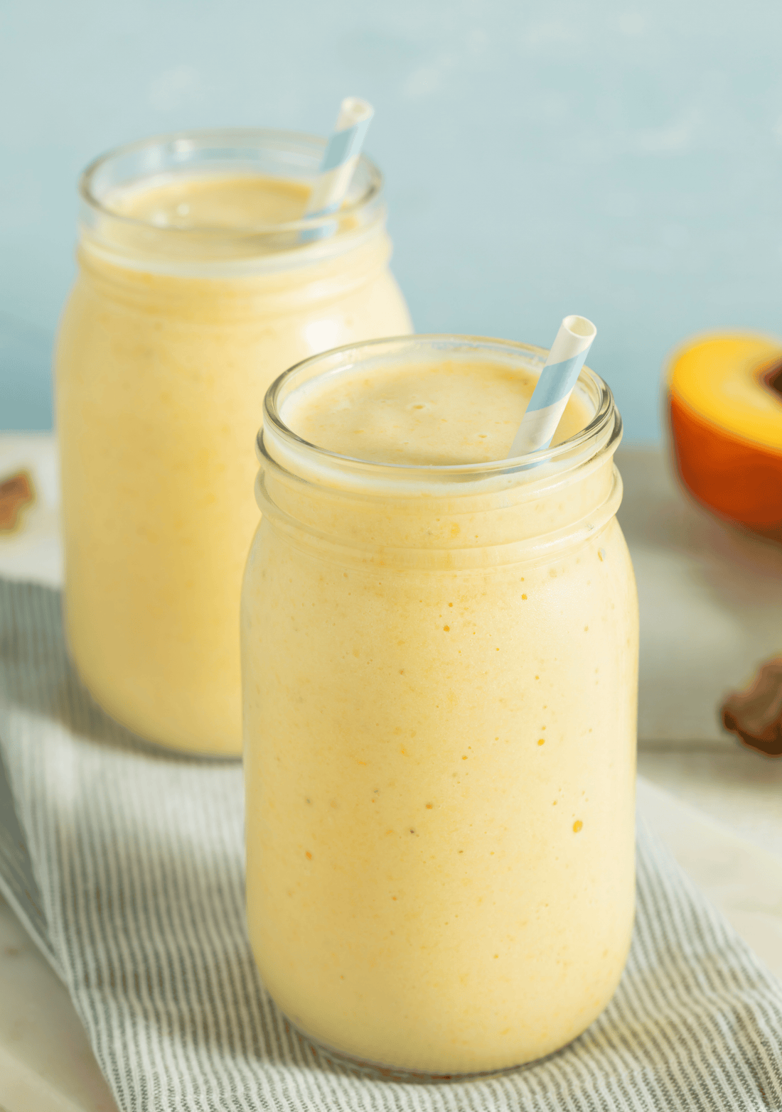 Dairy-Free Peach Banana Creamsicle Smoothie for First Trimester Cravings