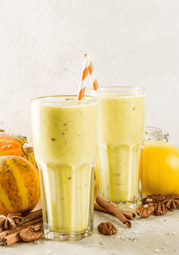 Dairy-Free Pumpkin Banana Date Smoothie for First Trimester Bloating