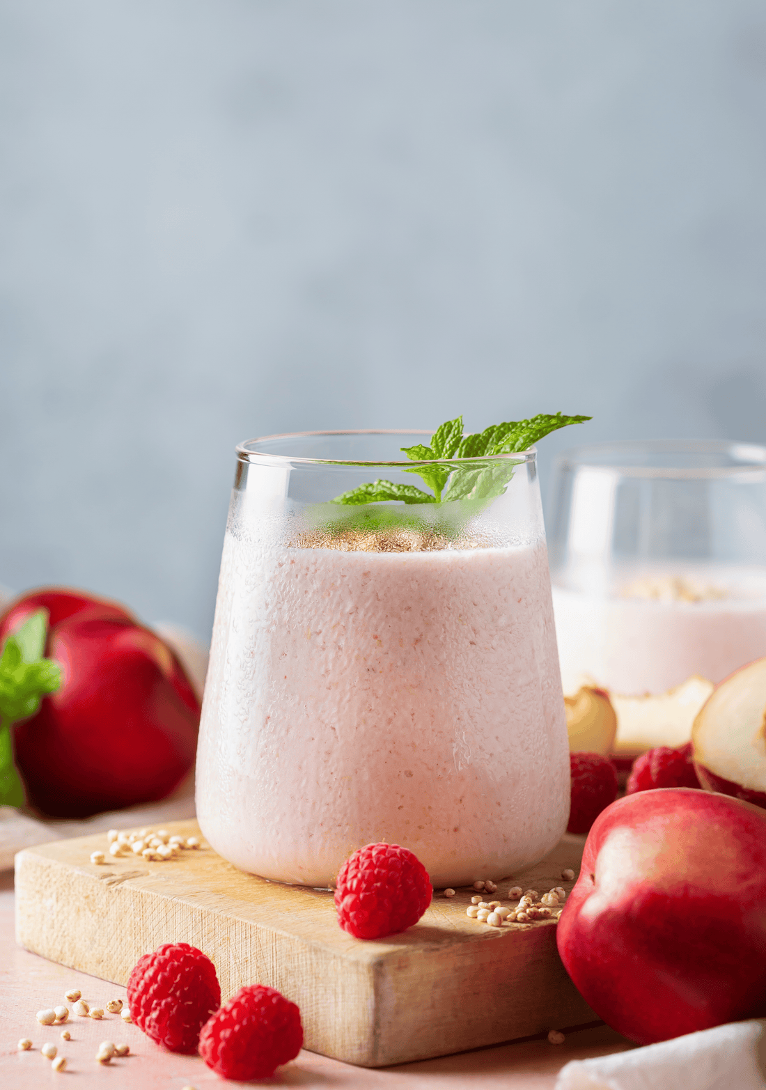 Dairy-Free Raspberry Nectarine Smoothie for First Trimester Constipation