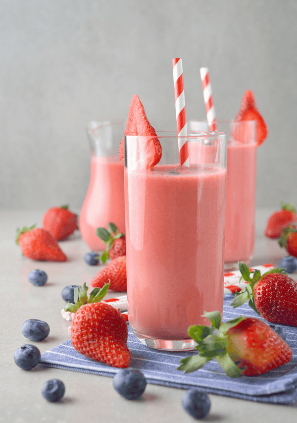 Dairy-Free Strawberry Blueberry Smoothie for First Trimester Bloating