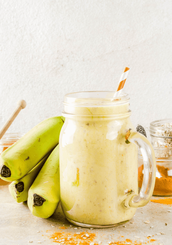 Dairy-Free Turmeric Banana Oat Smoothie for First Trimester Bloating