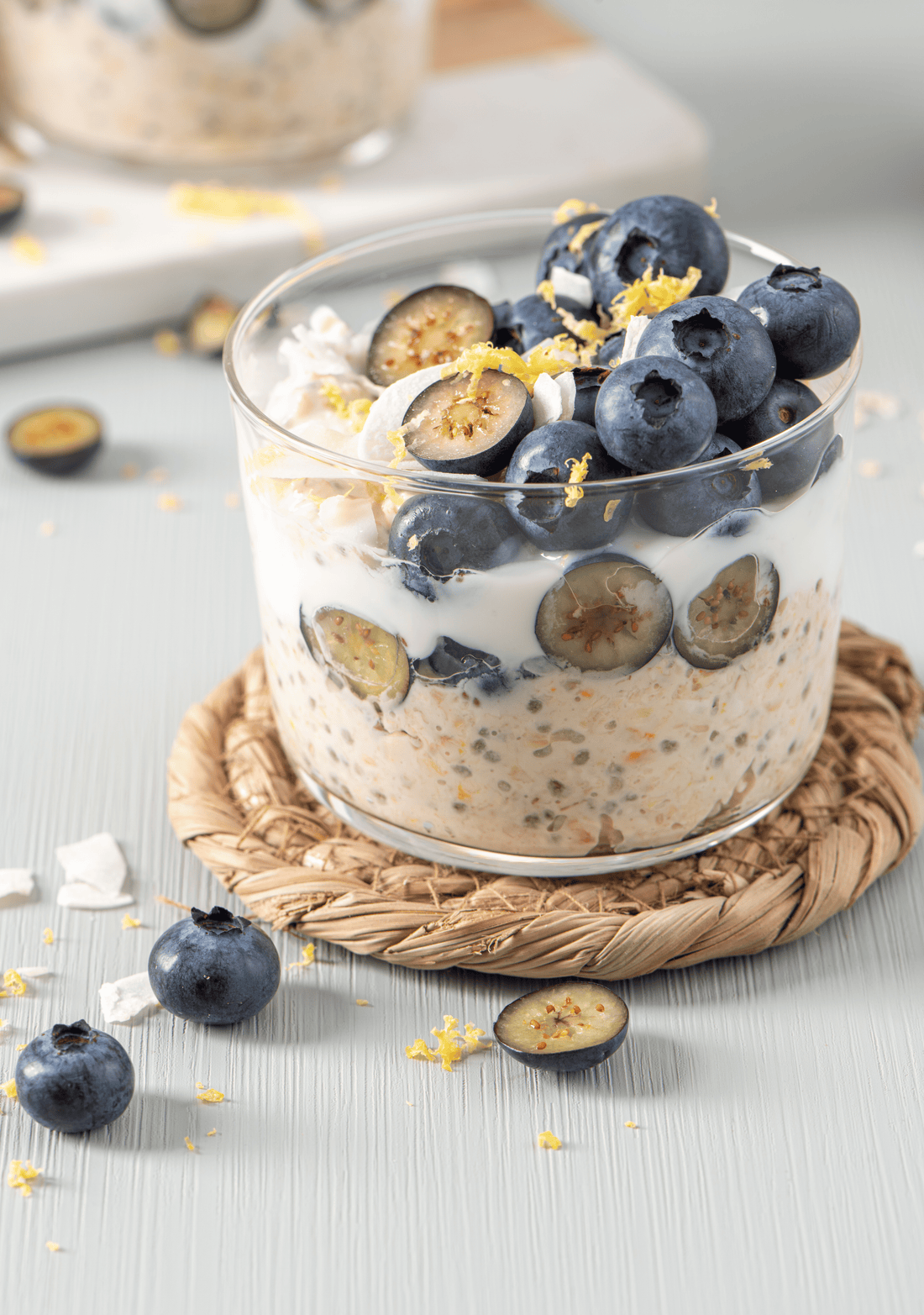 Blueberry Lemon Overnight Oats for First Trimester Morning Sickness