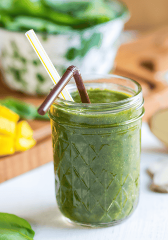 Dairy-Free Mango Spinach Ginger Smoothie for First Trimester Nausea