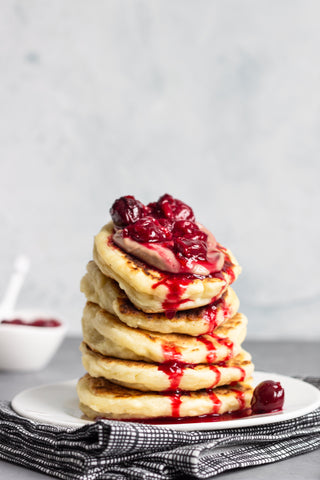 High-Protein, Spiced Ricotta Pancakes with Cherry Compote for Pregnancy (Light and Fluffy!!)