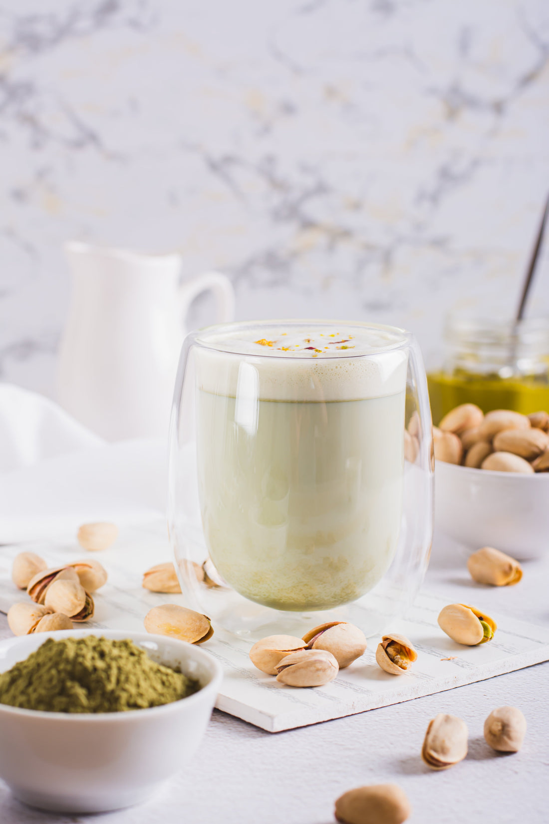 Anti-Inflammatory Creamy Pistachio Matcha Latte for First Trimester (Dairy-Free!!)